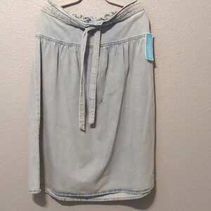 Draper James denim Midi skirt L tie front Cottagecore Bohemian Peasant NEW
